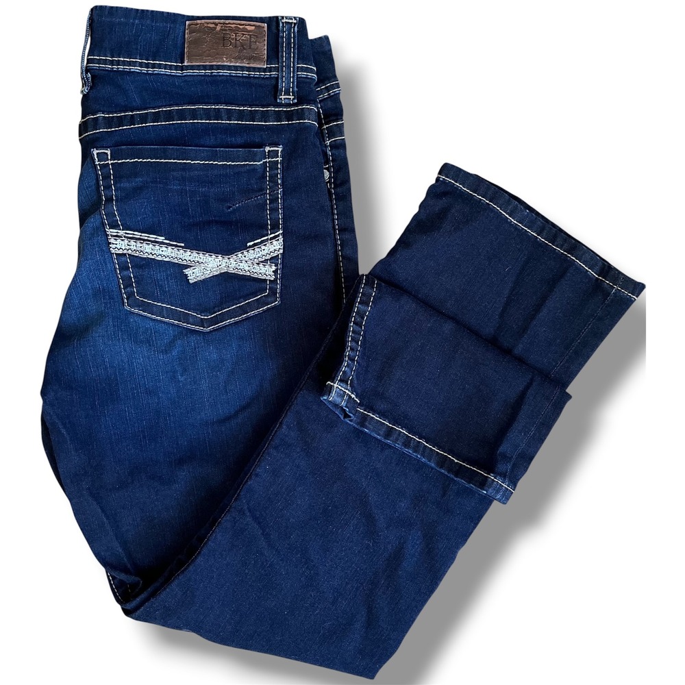BKE Dakota Bootcut Jeans Dark Wash Embroidered Back Pocket 33 R Womens Denim
